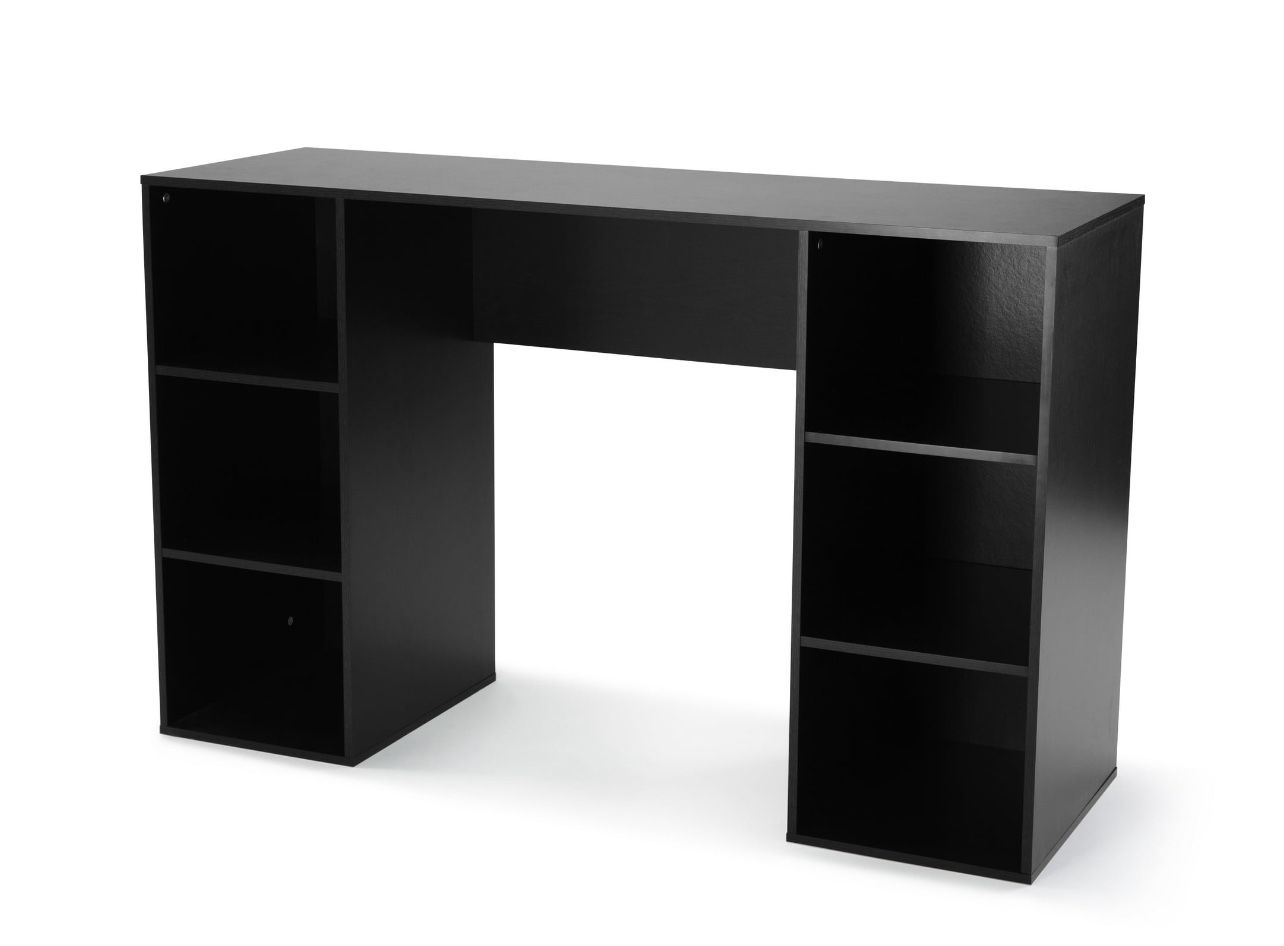 Mainstays 6-Cube Storage Computer Desk, True Black Oak