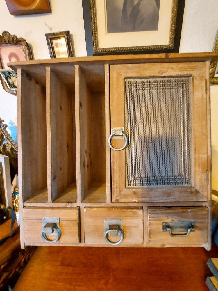 Wooden Drawer Organizer Wall Unit