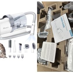 Open Box Dog Grooming Vacuum (White and Grey)
