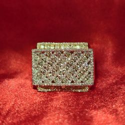 10k Yellow Gold Diamond Round Rectangle Cluster Ring 2.00 ctw 