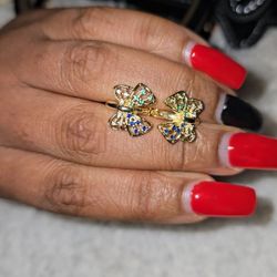 18K Gold-plated Brass Cubic Zirconia Butterfly Earrings 