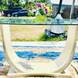 Beautiful Vintage Table (Marble Base & Glass Top) 