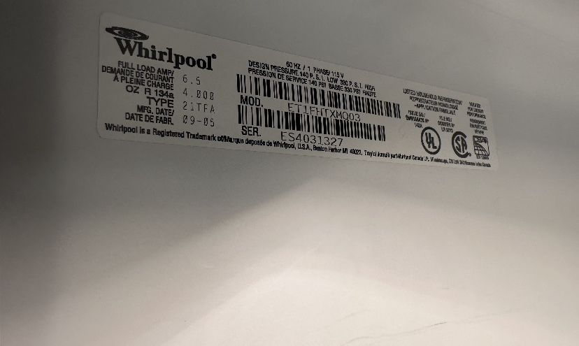 whirlpool 21tfa refrigerator