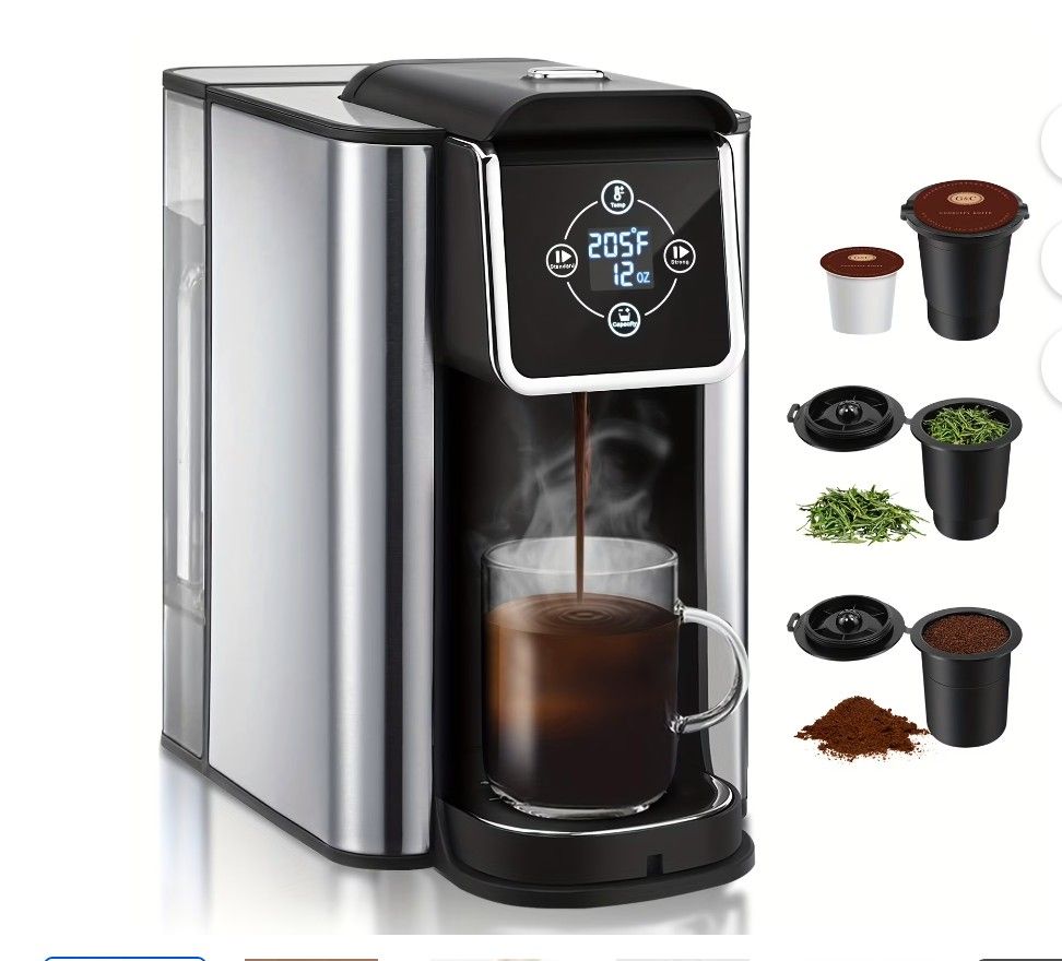 SIFFENE Smart 3-in-1 Single-Serve Coffee Maker – Brews K-Cups, Ground Coffee & Loose Leaf Tea