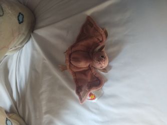 Rare 1996 Original TY Beanie Baby Batty The Bat, Brown Edition, With Velcro And Tag 