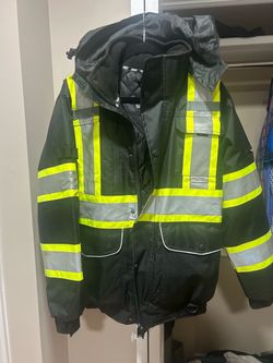 reflective work jacket multi zipper/pocket