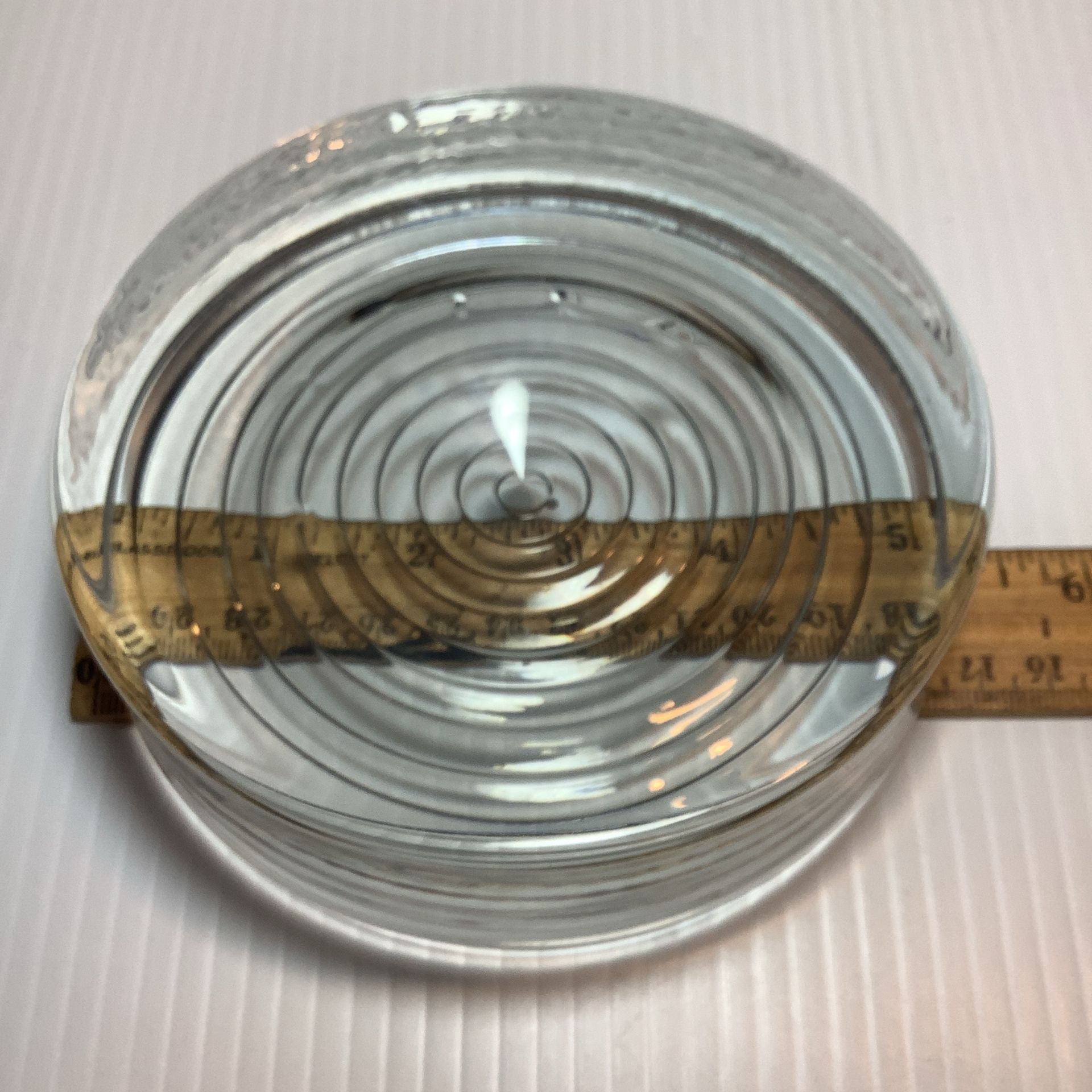 Bulls Eye Paperweight Or Lens Heavy Glass Vintage
