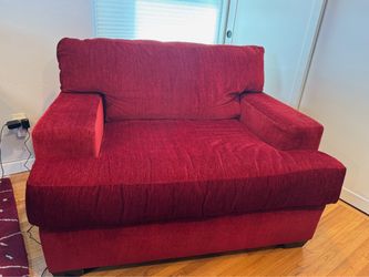 Oversized Burgundy Loveseat/Lounge Chair