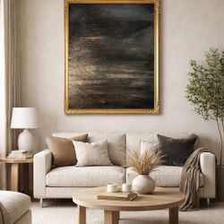 Luxury Textured Abstract Painting – Black & Gold – Original Wall Art – 24x30