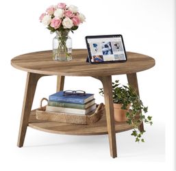 Round coffee table brown