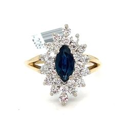14Kt Yellow Gold Sapphire Diamond Ring 3.94g Size 6.25 I-2089