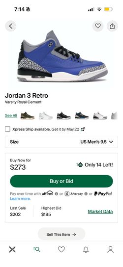 Jordan 3 retro VARSITY ROYALE CEMENT