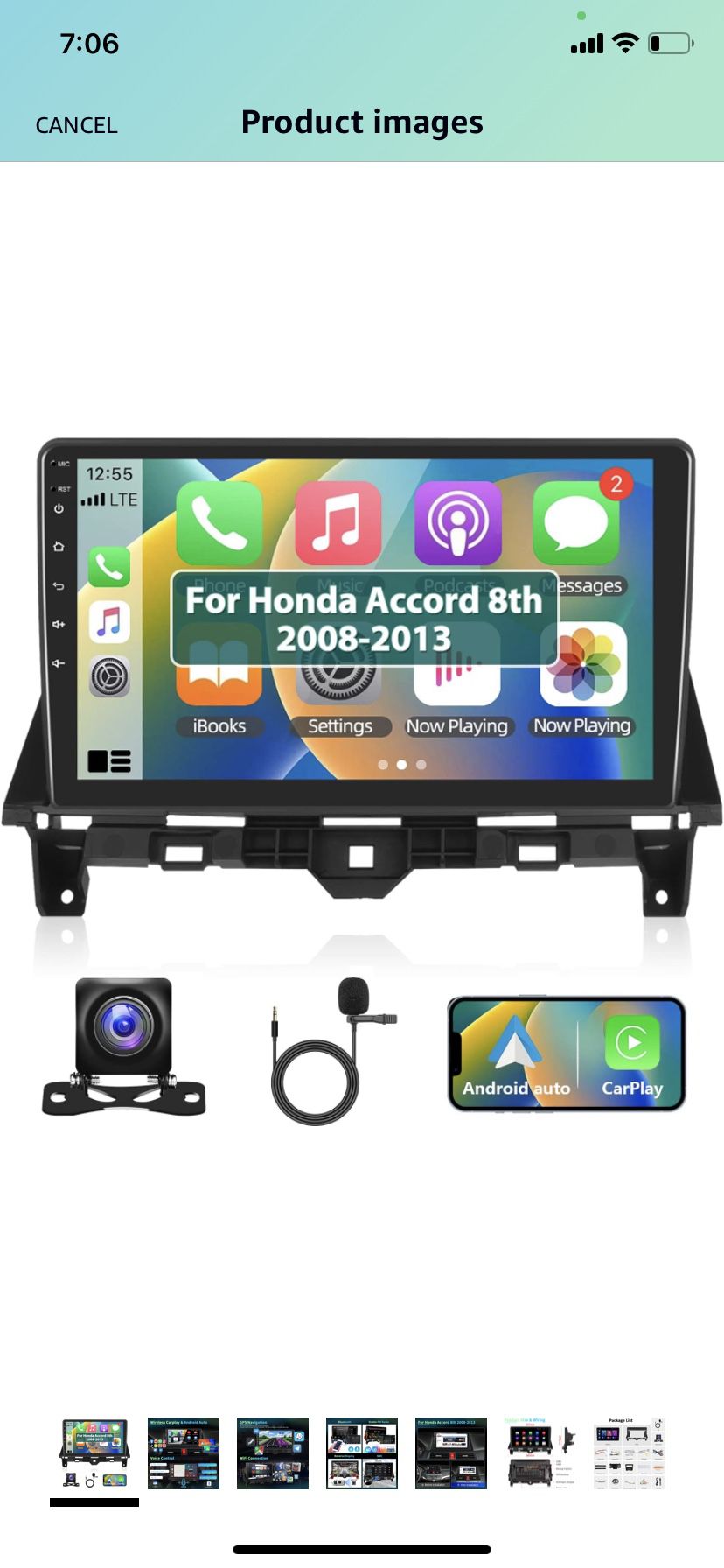 Android 11 Car Stereo for Honda Accord 8th 2008-2013 Radio with Wireless Carplay, 10.1" Touchscreen Car Radio with GPS Navigation, Android Auto, WiFi,