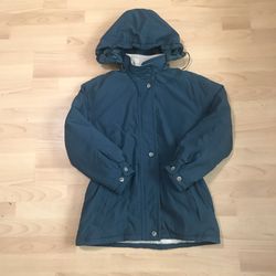 Vintage LL Bean Parka Jacket Green Hood Winter Coat Womens Size Small