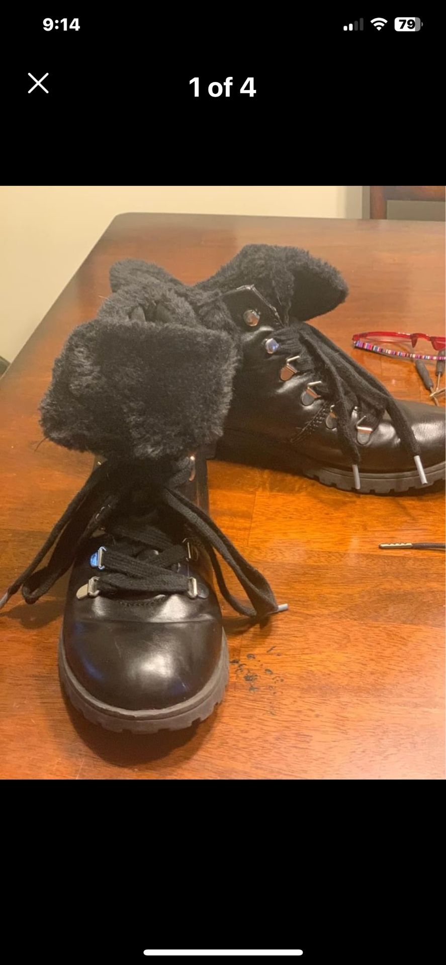 Boots Size 8.5 Black With Fur