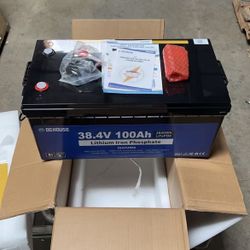 DC HOUSE  36V 100Ah Lithium Golf Cart Battery , 150A BMS Lifepo4 Battery , Bluetooth & LCD Monitor, Peak Current 500A,for Trolling Motors,Marine