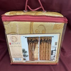 Floral Curtains W/ Attached Valence & Sheer Backing