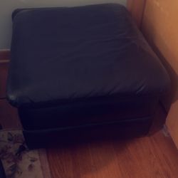 Black leather sofa, chair and ottoman for sale