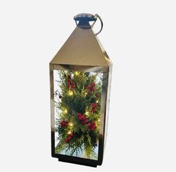 Large Silver Lantern Fillable Floor Tabletop Holiday