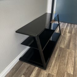 Black Tv Stand (Glass Shelves)