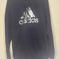 Adidas Men’s Medium Hoodie Dark Blue Pullover Logo Sweatshirt
