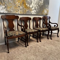 FOUR American Drew Wood Dining Chairs- Curved Legs- 2 Captains Chairs