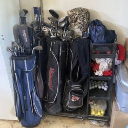 4 Full Golf Bags And Many Balls And Accessories 