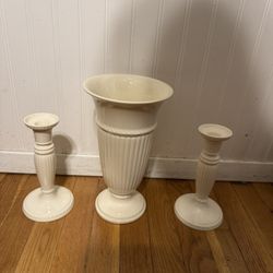 Vase & matching Candle Stick Holders 