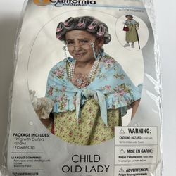 Old Lady Kit Woman Funny Kids Fancy Dress Up Halloween Child Costume Accessory