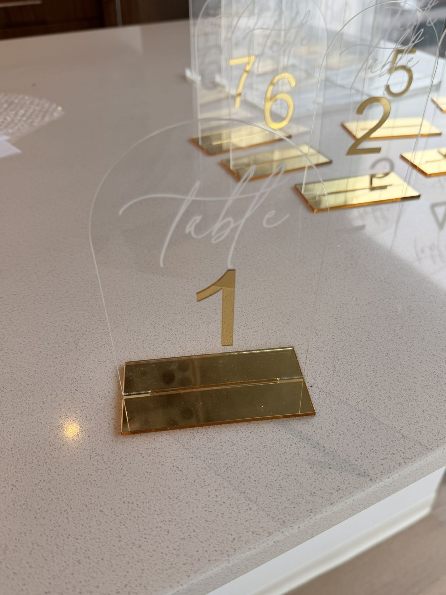 Clear Gold Arch Wedding Table Numbers 1-10