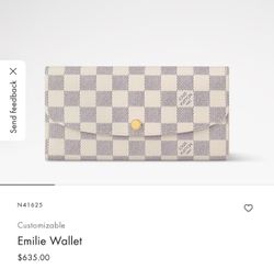 LOUIS VUITTON Emilie Damier Azur Wallet Rose Ballerine
