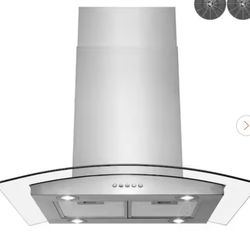 30 in. Convertible Kitchen Island Mount Range Hood in Stainless Steel with Tempered Glass,