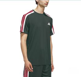 adidas Men's 3-Stripes T-Shirt Moisture Wicking Performance Tee New S M L XL XXL