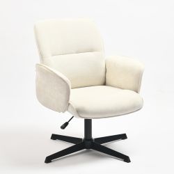 Thomasina Adjustable Office Chair in Beige & Suede Brown