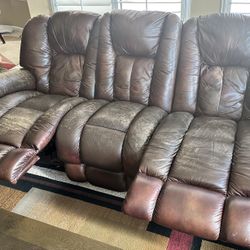  Leather Recliner Sofa (2) 
