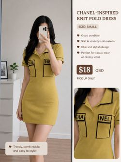 Yellow knit polo dress