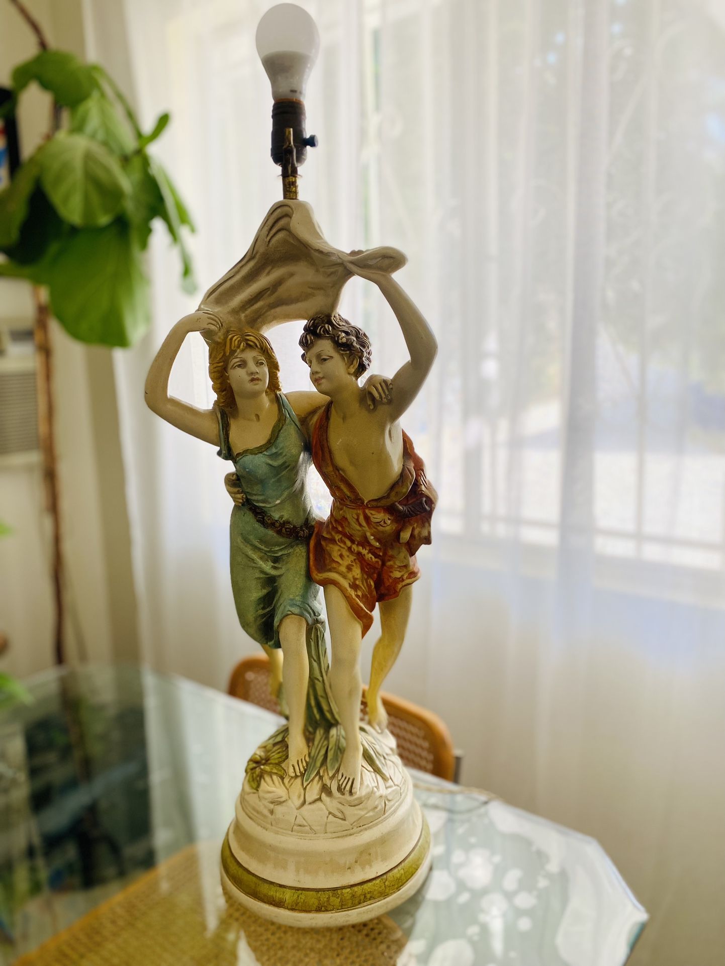 Art Nouveau L'orage" (The Storm) by Emile Bruchon Statue Lamp 🌿✨