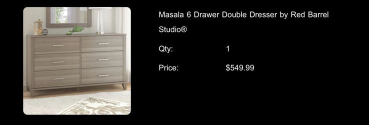 Modern 6 drawer dresser - light gray washed oak color