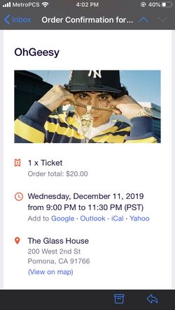 Ohgeesy Ticket Pomona