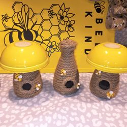 Custom Bee Set Big Wood Sign, Glass Cutting Board,Mushrooms And bee Hive NEW