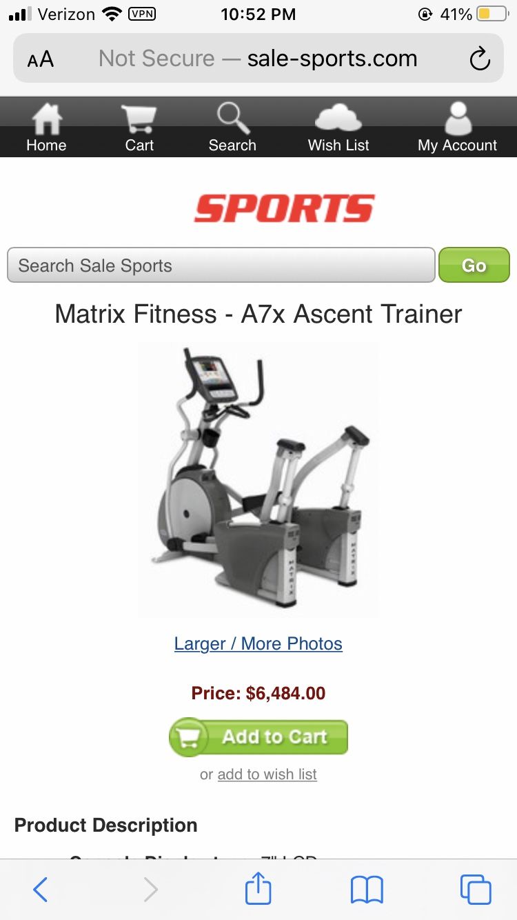 Matrix Fitness A7x Ascent Trainer Elliptical