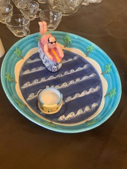 Ceramic Beach Themed Chip and Dip Platter