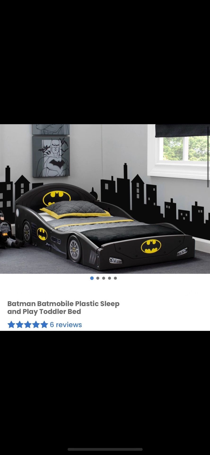 Batman Batmobile Plastic Toddler Bed Frame/ Batman/ Kids/ Toys/ Bed/ Bedroom/ Furniture/ Sleep/ New