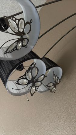 Sherial Butterfly Lighting Lamp, Grey And Black