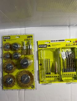 RYOBI Wire Wheel Assortment Set (10-Piece) AND RYOBI Ultimate Drilling Set (14-Pieces)