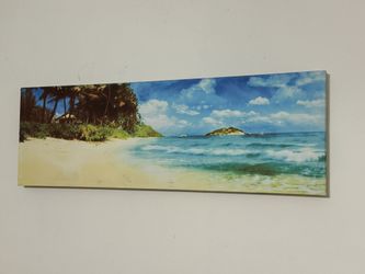 Tropical Beach Picture With Blue LED Light