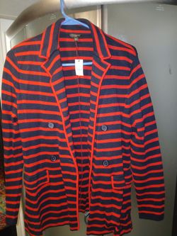 Talbots Striped Knit Blazer Cardigan