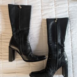 BEAUTIFUL Gianni Bravo Black Leather Stacked Heel Boots