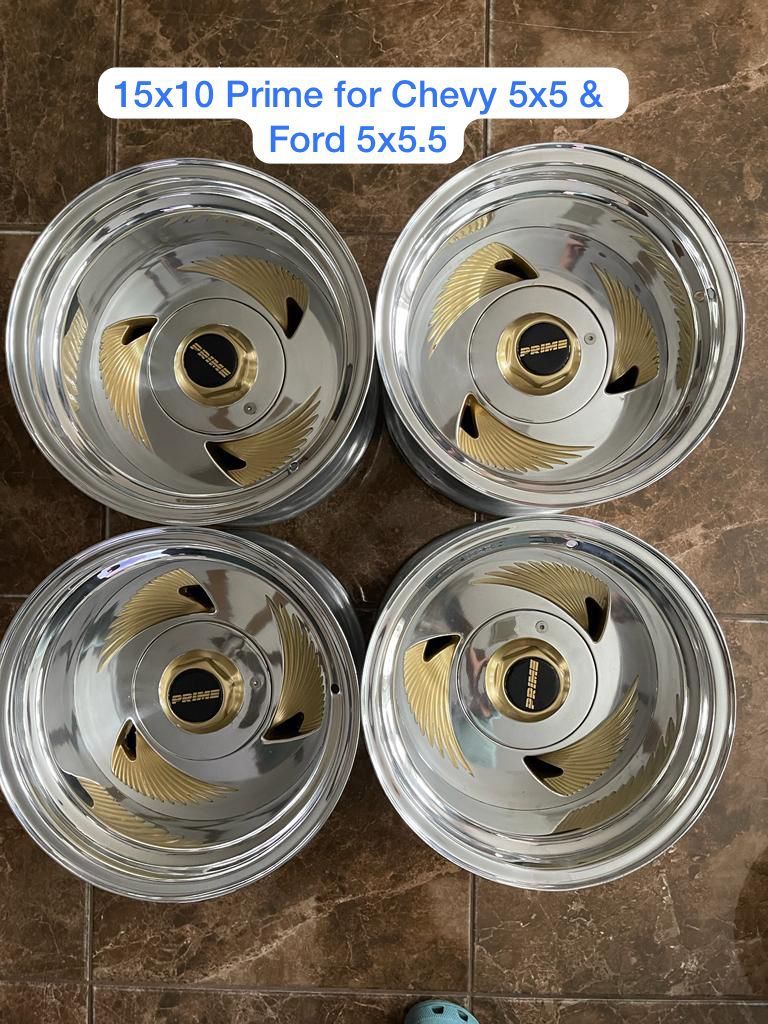 15x10 Prime Wheels Old School style for Chevy 5x5 & Ford 5x5.5 Bolt pattern