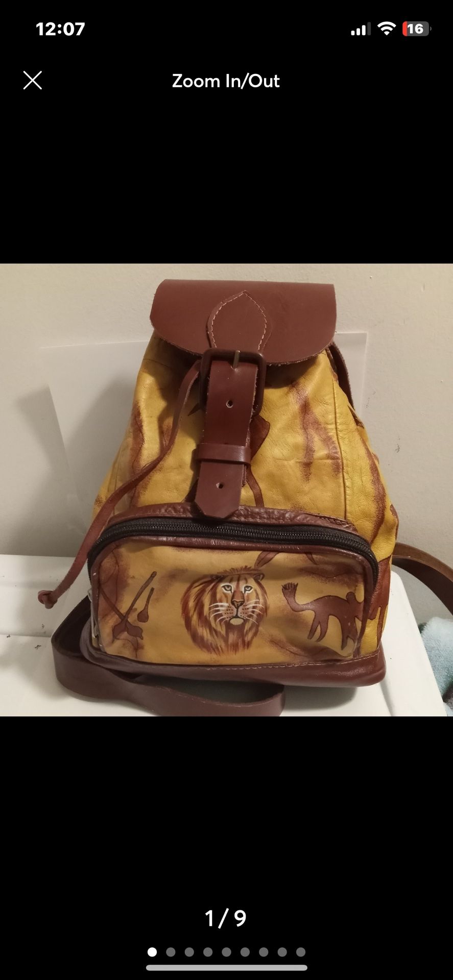 Vtg Genuine leather safari Backpack 